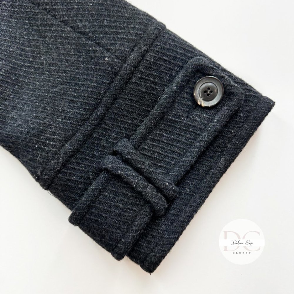 MASSIMO DUTTI Long Pea Coat Belled Sleeves Size 26 US - Picture 7 of 13